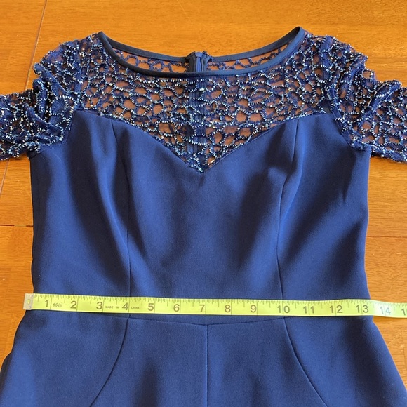 ML Monique Lhuillier Womens Size 2 Navy Blue Sequin Maxi Formal Ball Gown Dress - Picture 11 of 15